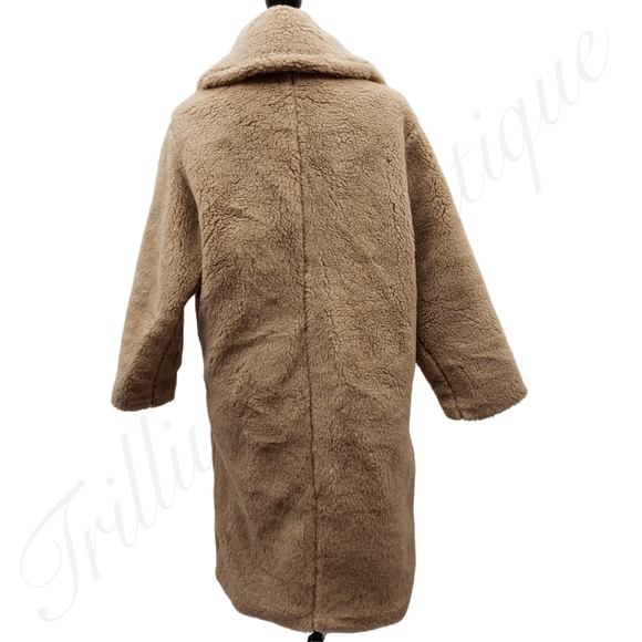 ABERCROMBIE & FITCH Women's Oversized Long-Length Sherpa Teddy Coat XS Petite - Picture 12 of 12